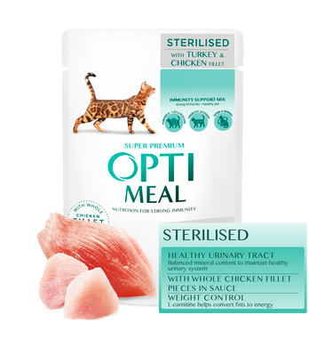 STERILIZED CATS - TURKEY & CHICKEN FILLET IN SAUCE 12pcs pouch 1,02Kg